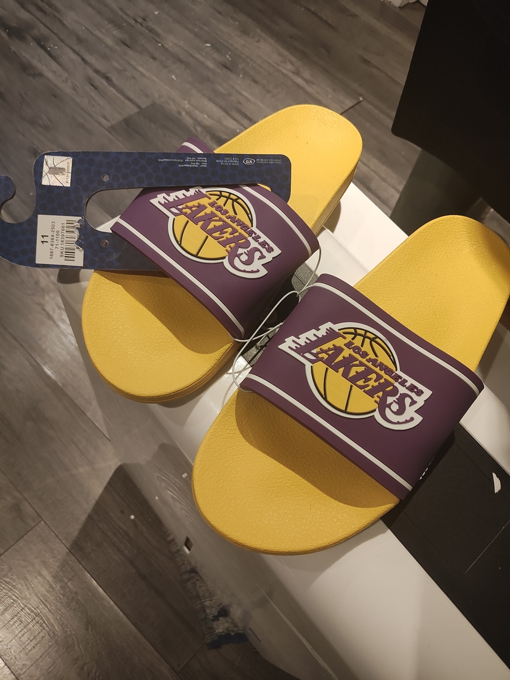 Los Angeles Lakers Slide Sandals - Purple & Yellow 11
